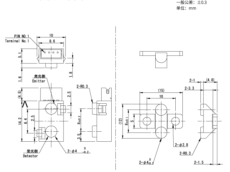 回归反射型光控传感器ON-111-N24产品外形图