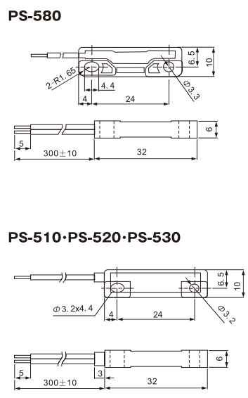干簧管式接近传感器PS-5XX系列产品外形图